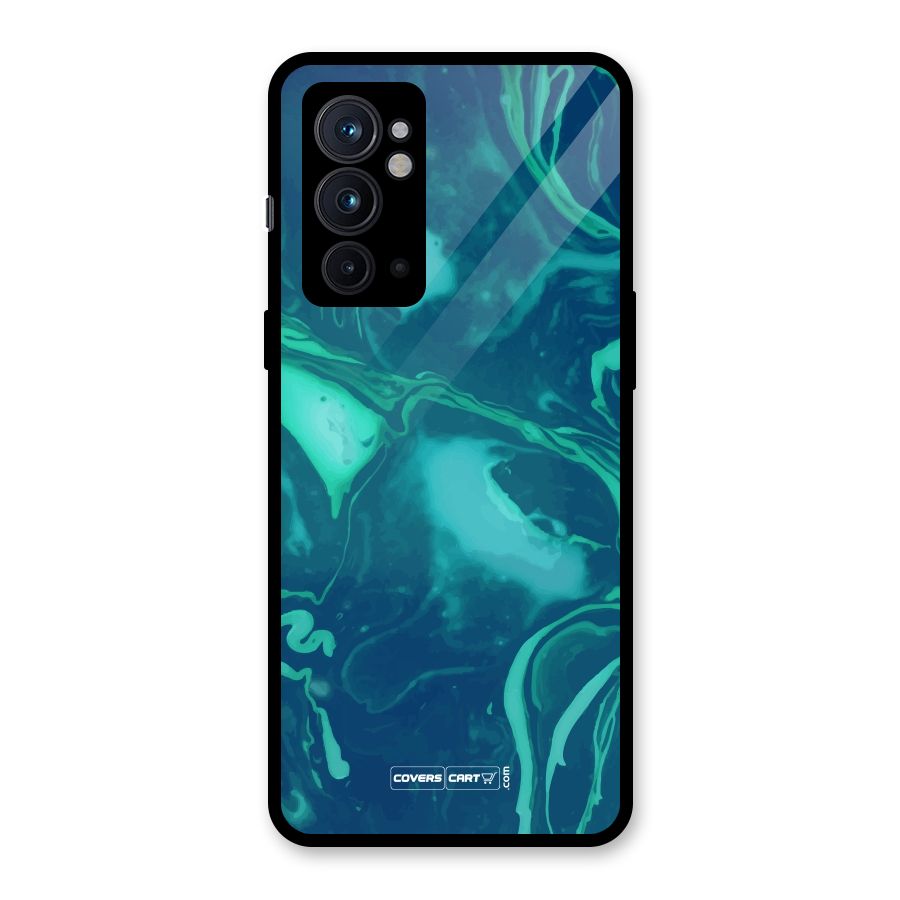 Jazzy Green Marble Texture Glass Back Case for OnePlus 9RT 5G