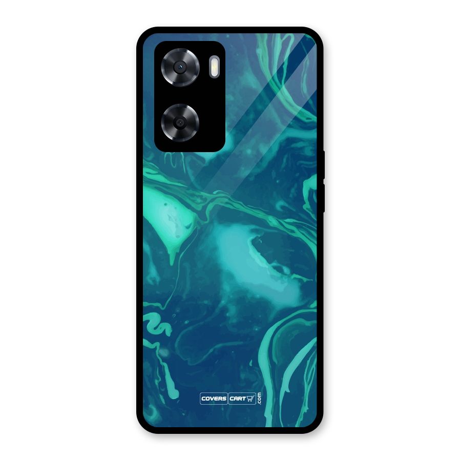 Jazzy Green Marble Texture Glass Back Case for Oppo A57 2022