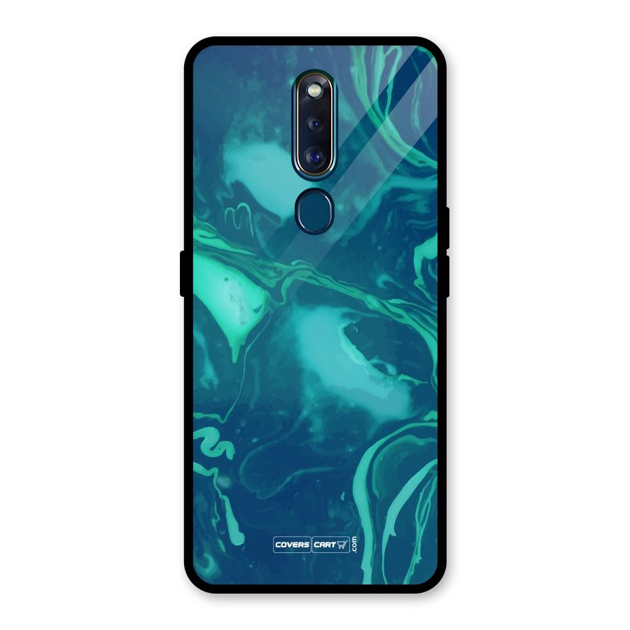 Jazzy Green Marble Texture Glass Back Case for Oppo F11 Pro