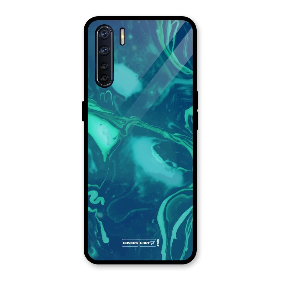 Jazzy Green Marble Texture Glass Back Case for Oppo F15