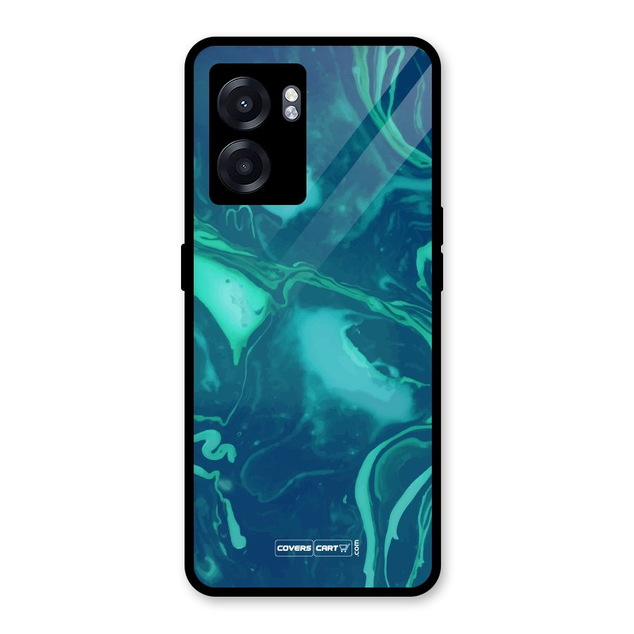 Jazzy Green Marble Texture Glass Back Case for Oppo K10 (5G)