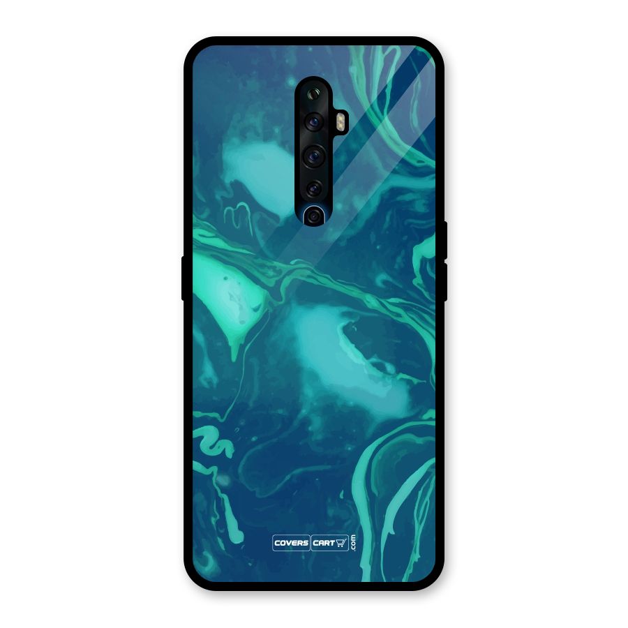 Jazzy Green Marble Texture Glass Back Case for Oppo Reno2 Z