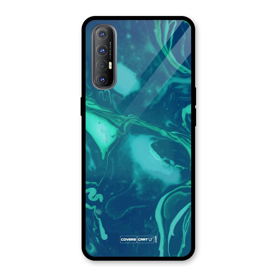 Jazzy Green Marble Texture Glass Back Case for Oppo Reno3 Pro