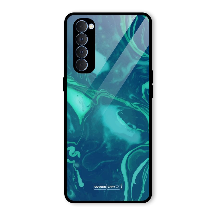 Jazzy Green Marble Texture Glass Back Case for Oppo Reno4 Pro