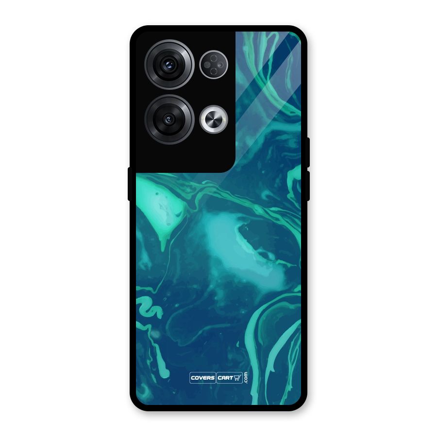 Jazzy Green Marble Texture Glass Back Case for Oppo Reno8 Pro 5G