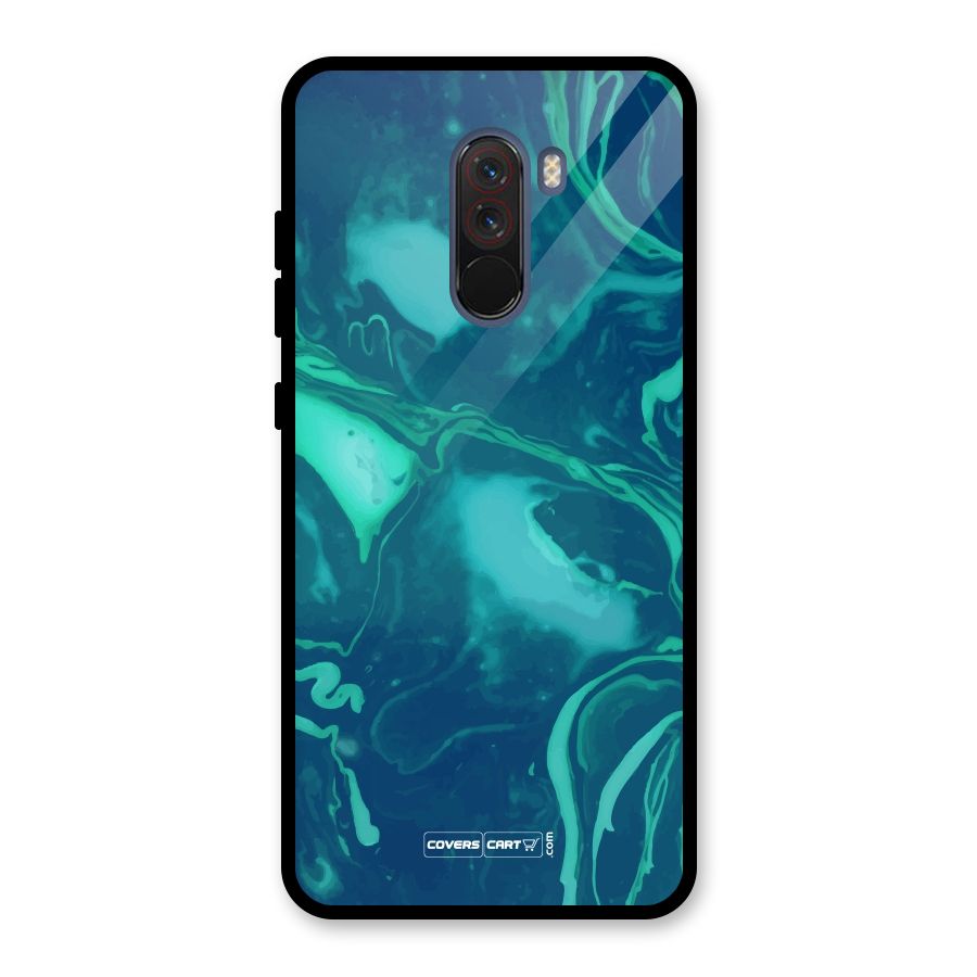 Jazzy Green Marble Texture Glass Back Case for Poco F1