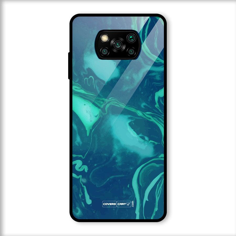 Jazzy Green Marble Texture Glass Back Case for Poco X3