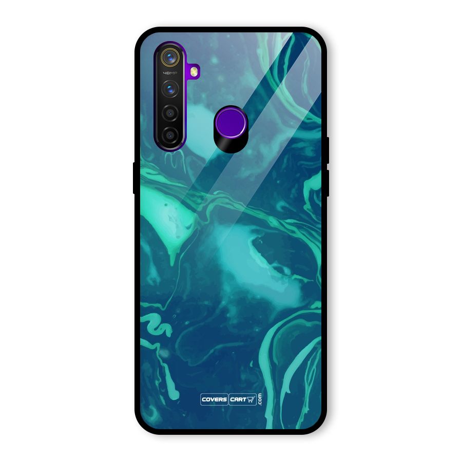 Jazzy Green Marble Texture Glass Back Case for Realme 5 Pro