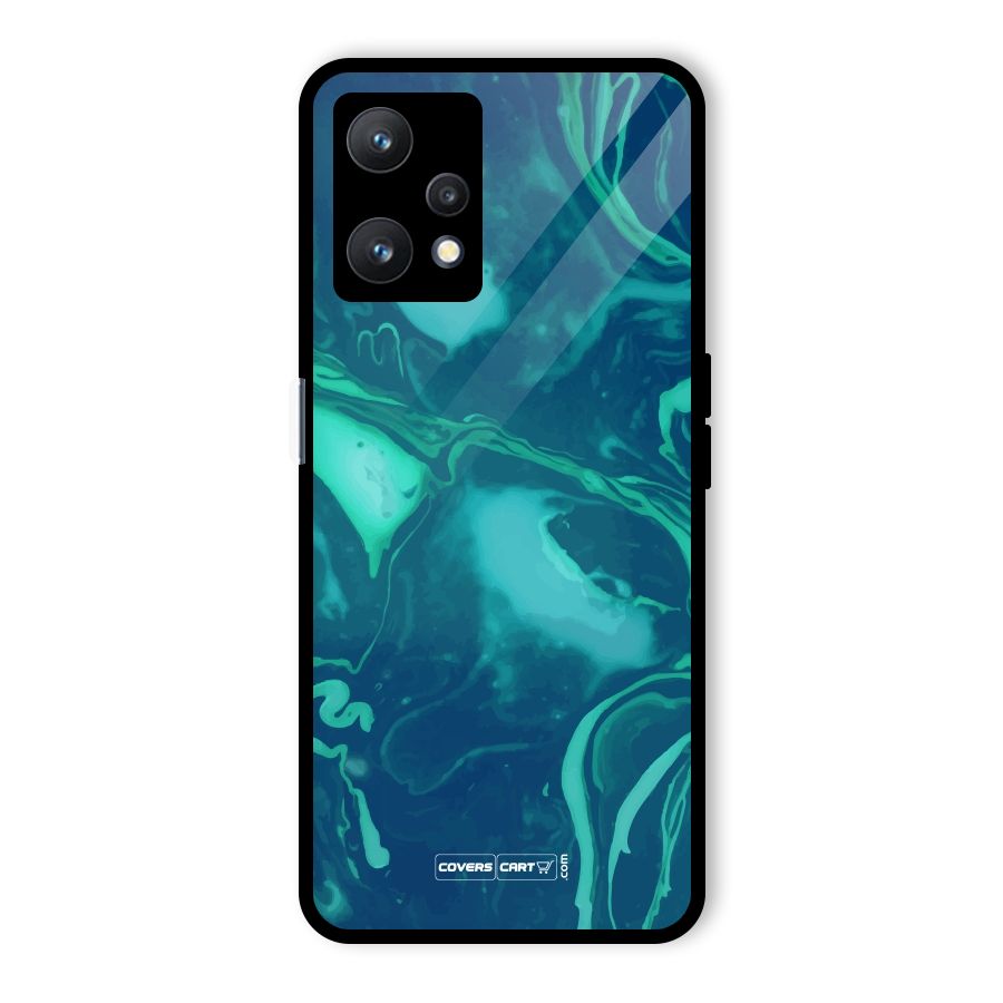 Jazzy Green Marble Texture Glass Back Case for Realme 9 Pro 5G