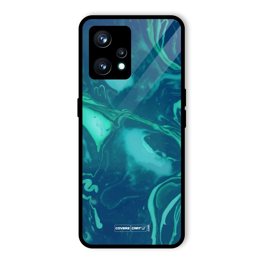 Jazzy Green Marble Texture Glass Back Case for Realme 9 Pro Plus 5G