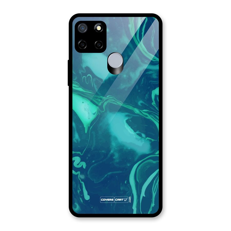 Jazzy Green Marble Texture Glass Back Case for Realme C15