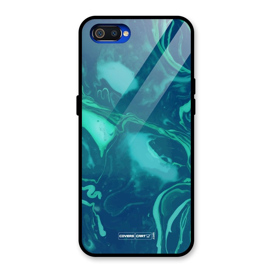 Jazzy Green Marble Texture Glass Back Case for Realme C2