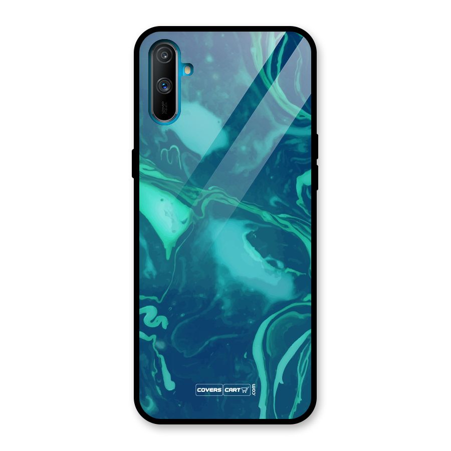 Jazzy Green Marble Texture Glass Back Case for Realme C3
