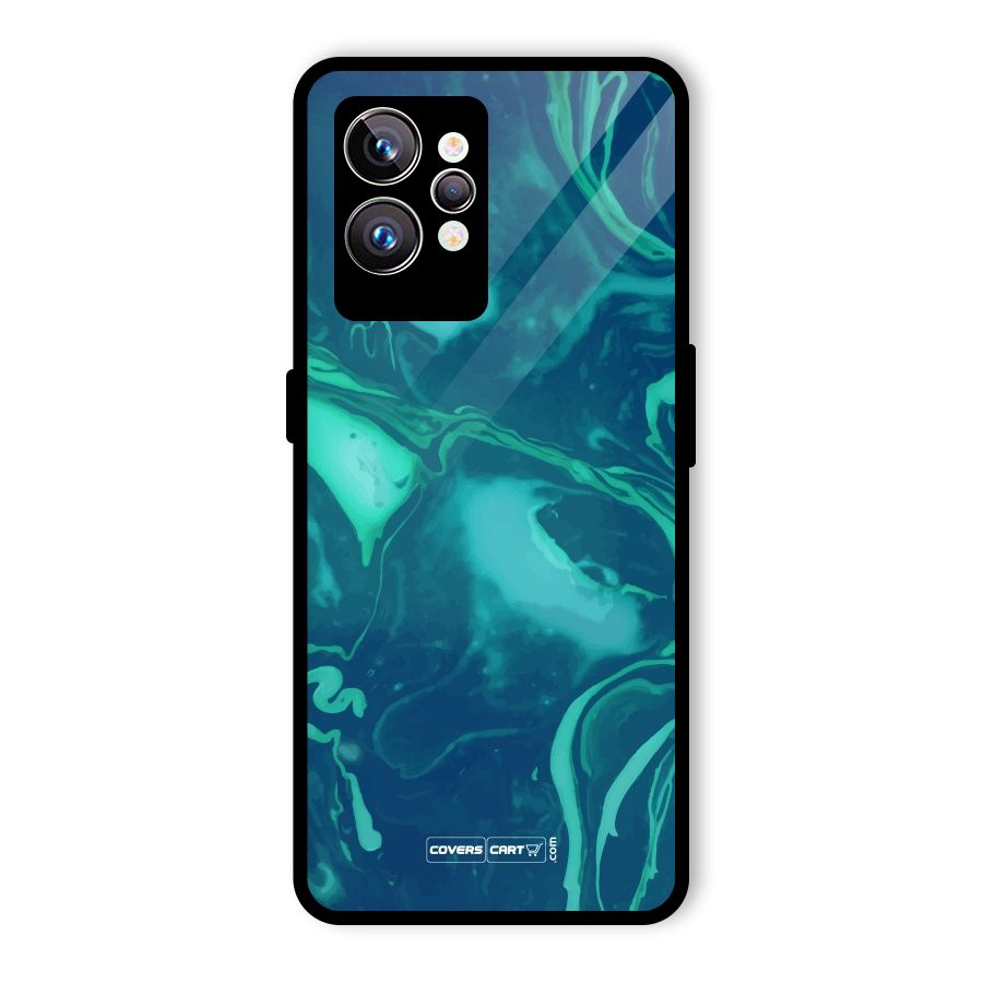Jazzy Green Marble Texture Glass Back Case for Realme GT2 Pro