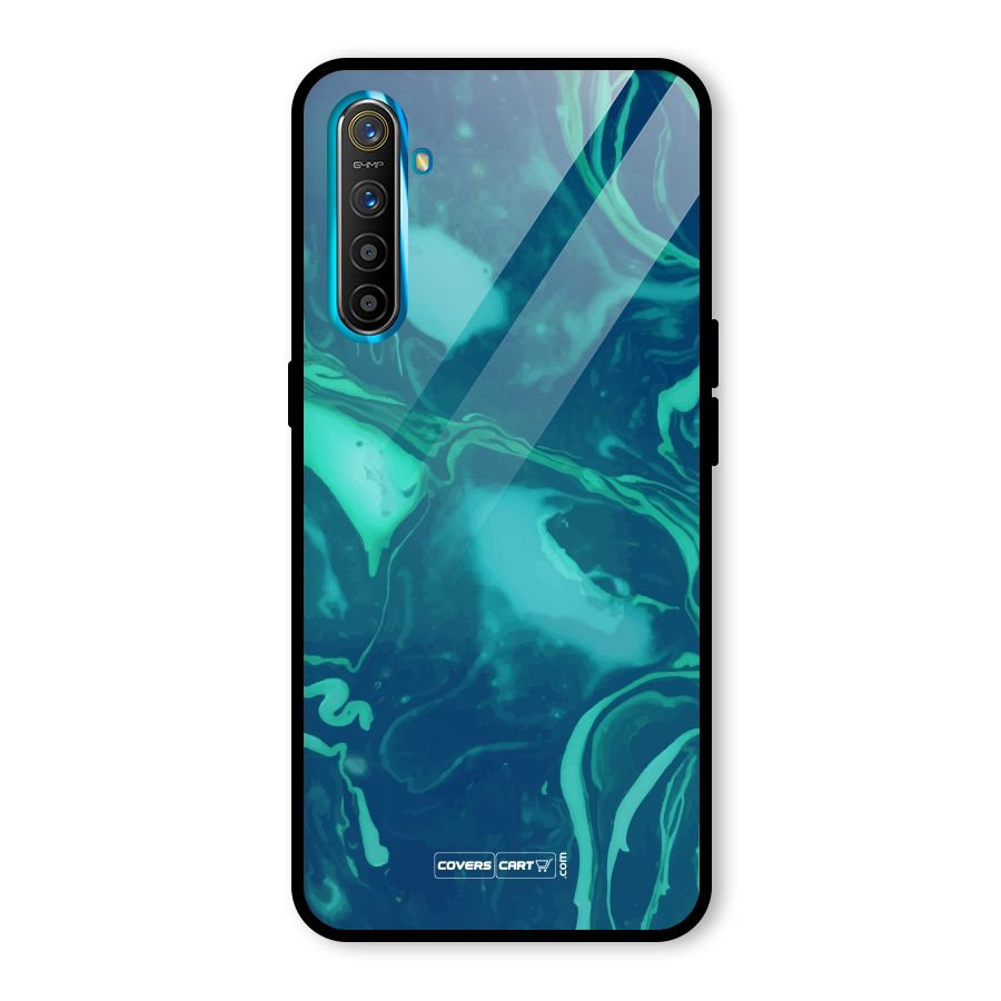 Jazzy Green Marble Texture Glass Back Case for Realme X2