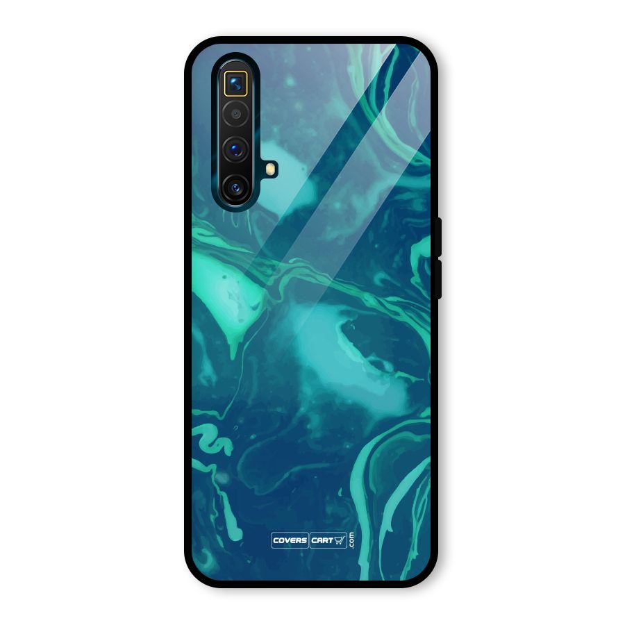 Jazzy Green Marble Texture Glass Back Case for Realme X3