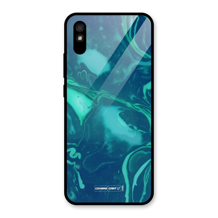 Jazzy Green Marble Texture Glass Back Case for Redmi 9A