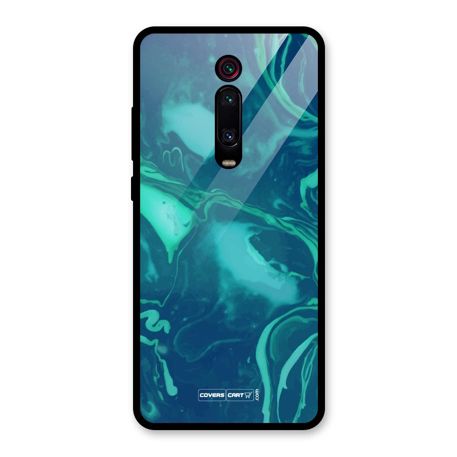 Jazzy Green Marble Texture Glass Back Case for Redmi K20
