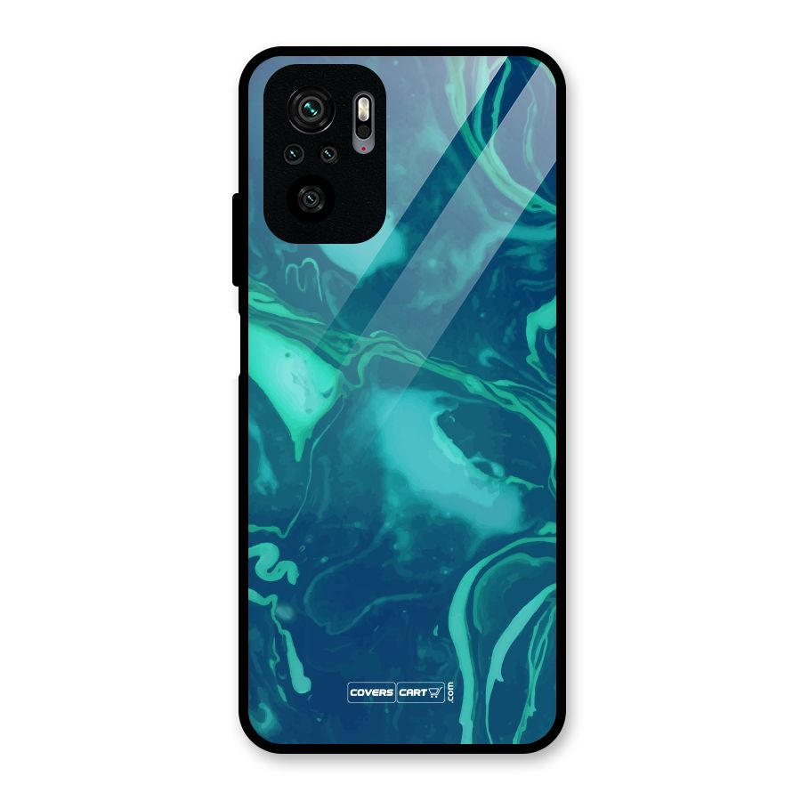 Jazzy Green Marble Texture Glass Back Case for Redmi Note 10