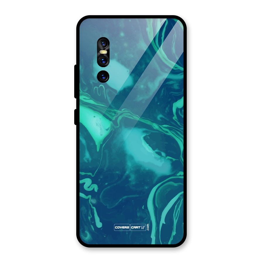 Jazzy Green Marble Texture Glass Back Case for Vivo V15 Pro