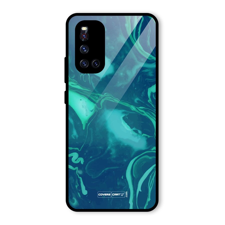 Jazzy Green Marble Texture Glass Back Case for Vivo V19
