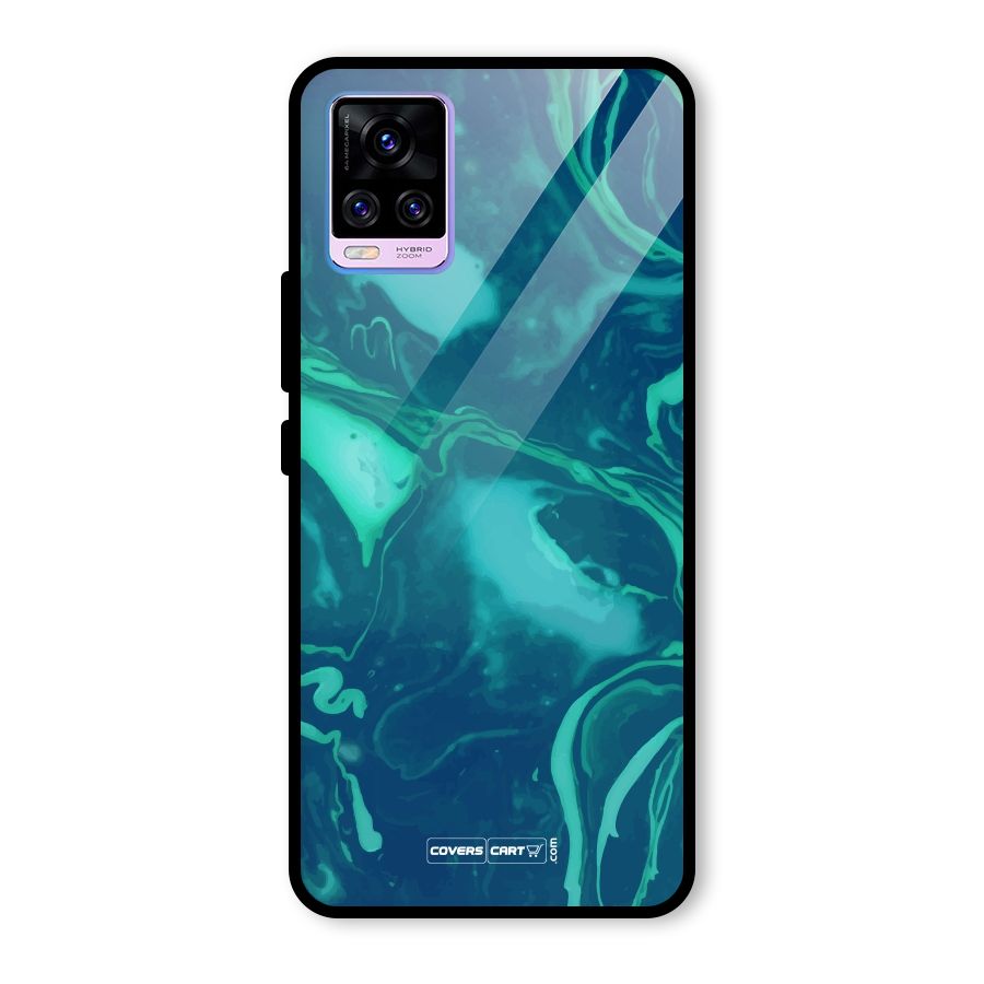 Jazzy Green Marble Texture Glass Back Case for Vivo V20 Pro
