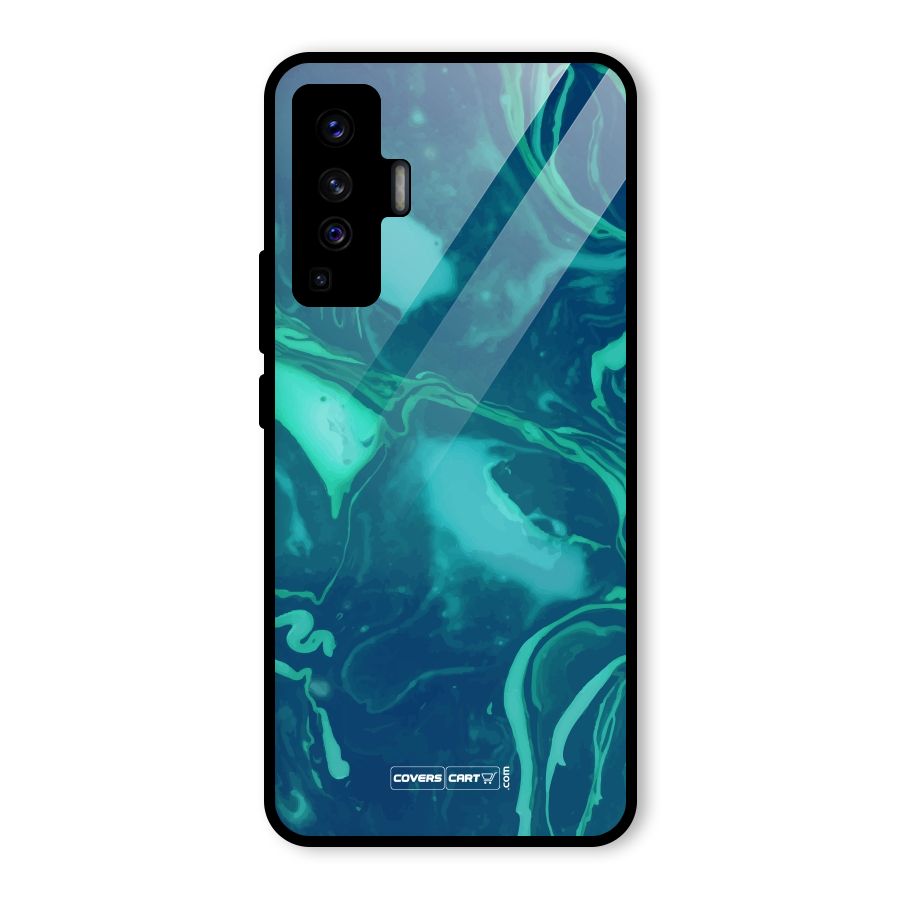 Jazzy Green Marble Texture Glass Back Case for Vivo X50