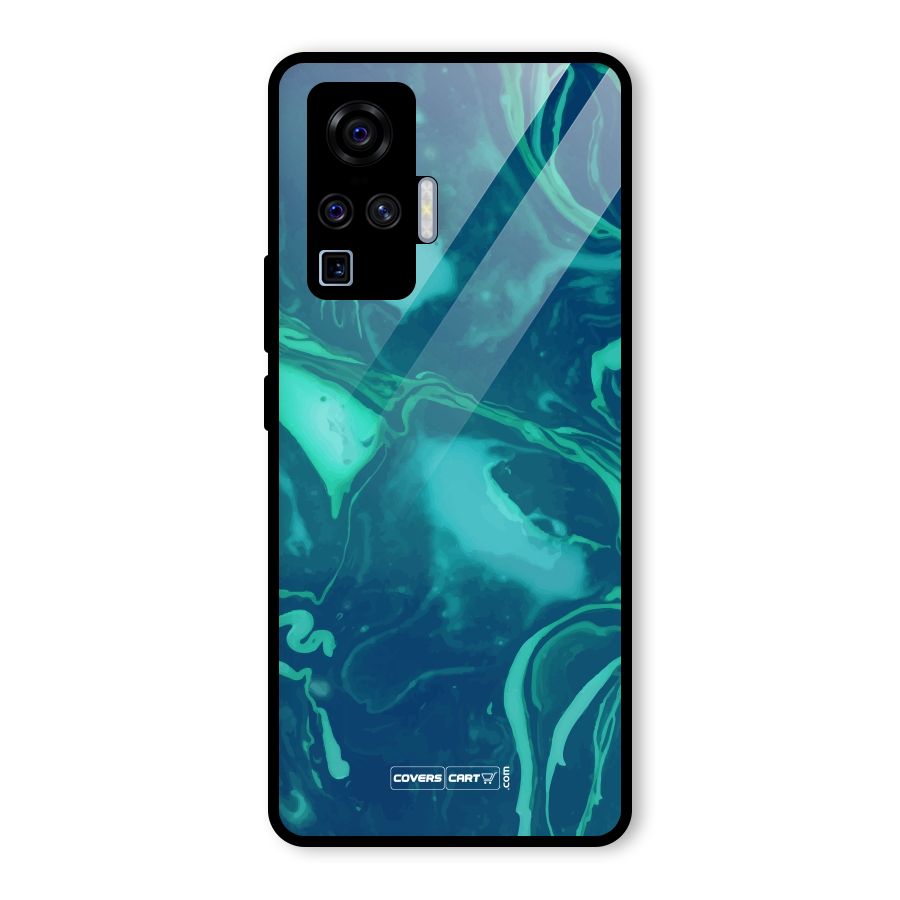 Jazzy Green Marble Texture Glass Back Case for Vivo X50 Pro