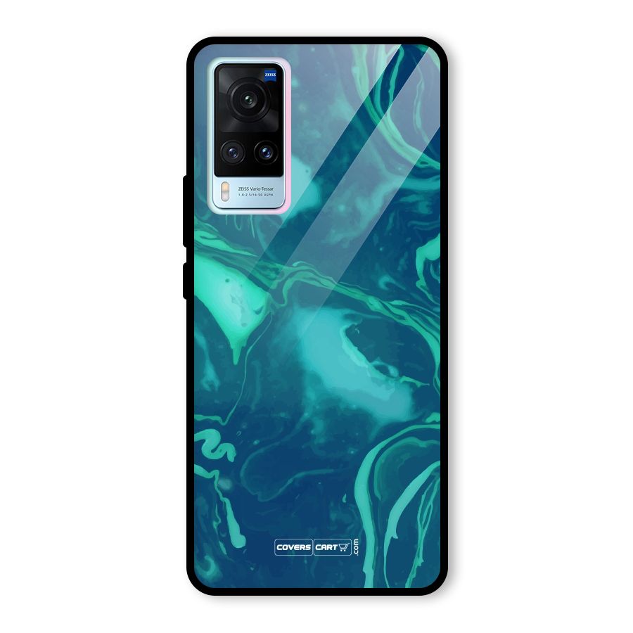 Jazzy Green Marble Texture Glass Back Case for Vivo X60
