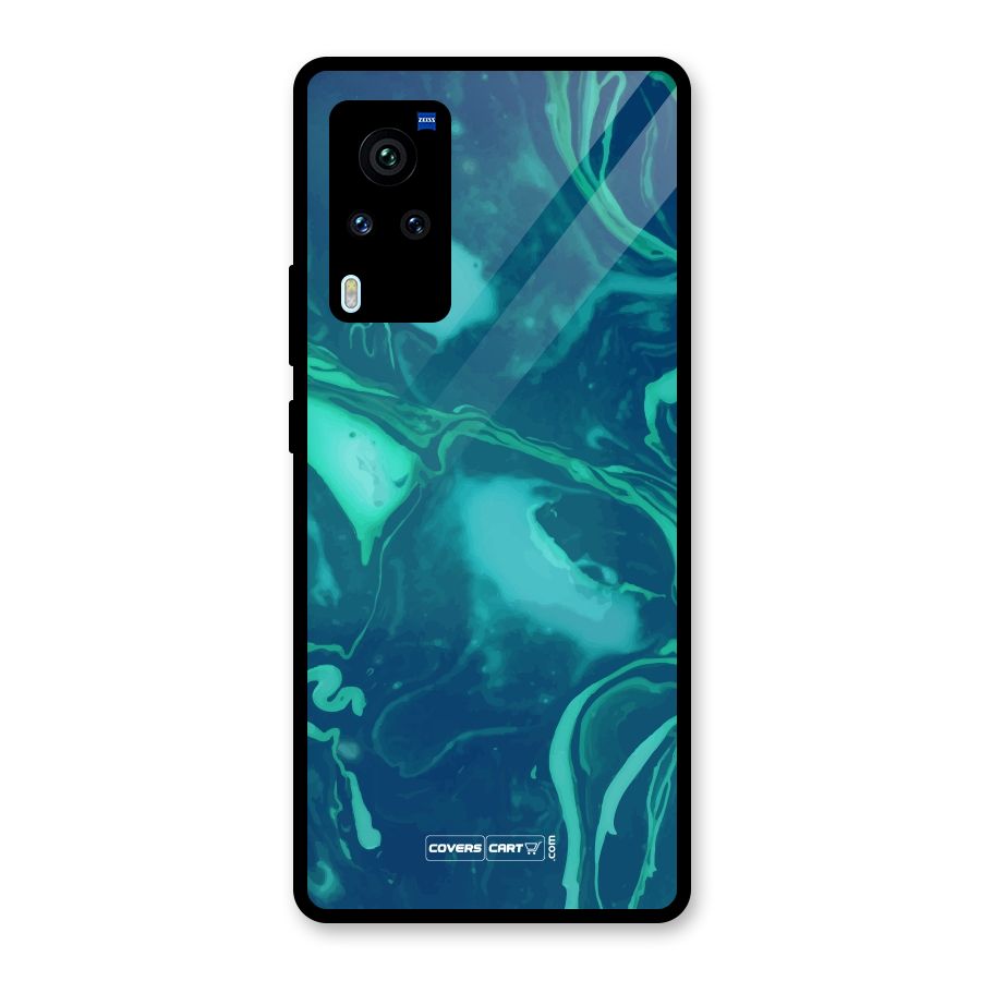 Jazzy Green Marble Texture Glass Back Case for Vivo X60 Pro