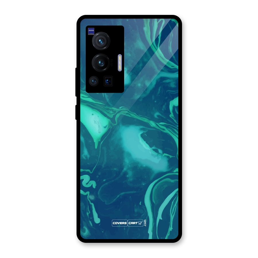 Jazzy Green Marble Texture Glass Back Case for Vivo X70 Pro