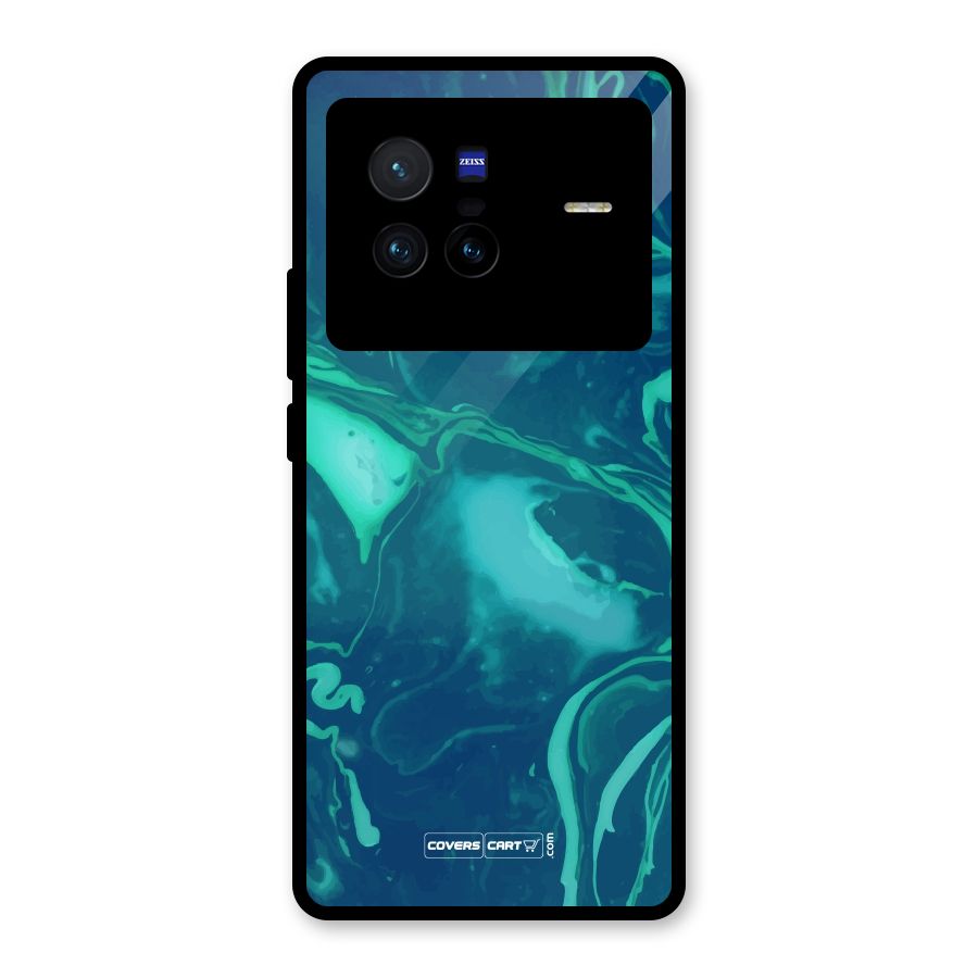 Jazzy Green Marble Texture Glass Back Case for Vivo X80