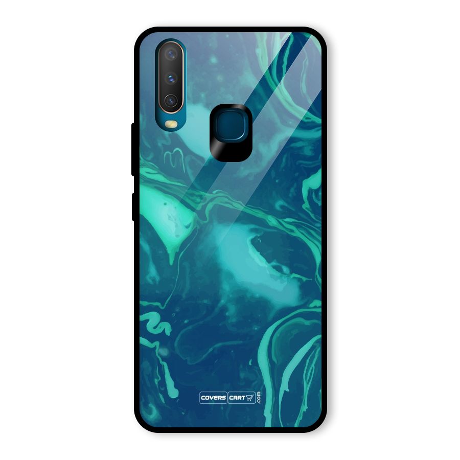 Jazzy Green Marble Texture Glass Back Case for Vivo Y17