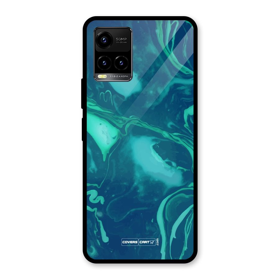 Jazzy Green Marble Texture Glass Back Case for Vivo Y21A