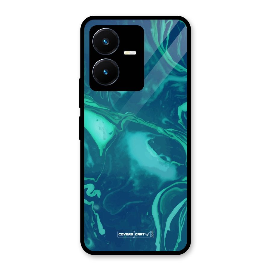 Jazzy Green Marble Texture Glass Back Case for Vivo Y22