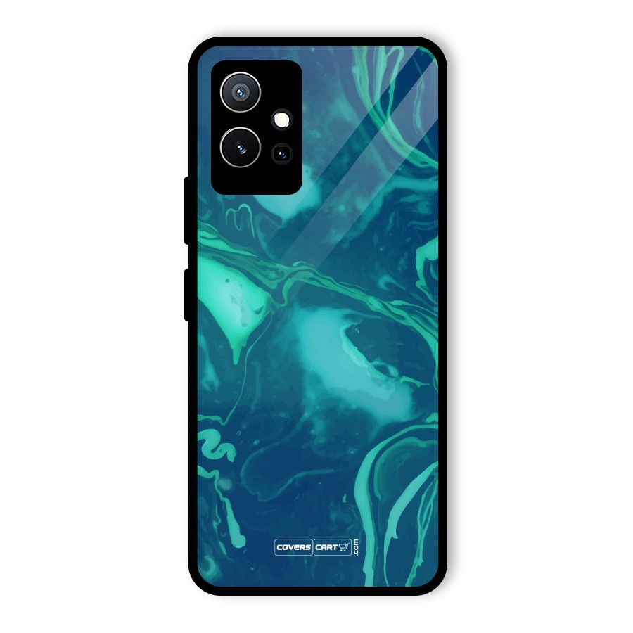 Jazzy Green Marble Texture Glass Back Case for Vivo Y75 5G