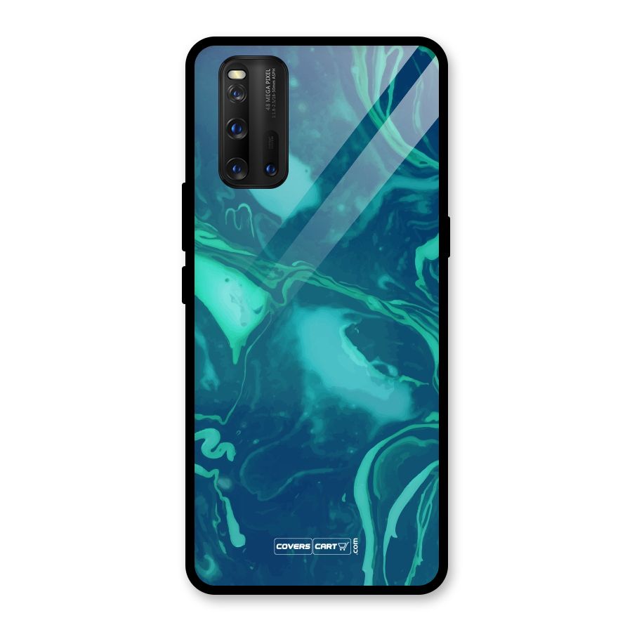 Jazzy Green Marble Texture Glass Back Case for Vivo iQOO 3