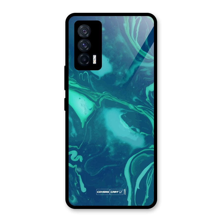 Jazzy Green Marble Texture Glass Back Case for Vivo iQOO 7 5G