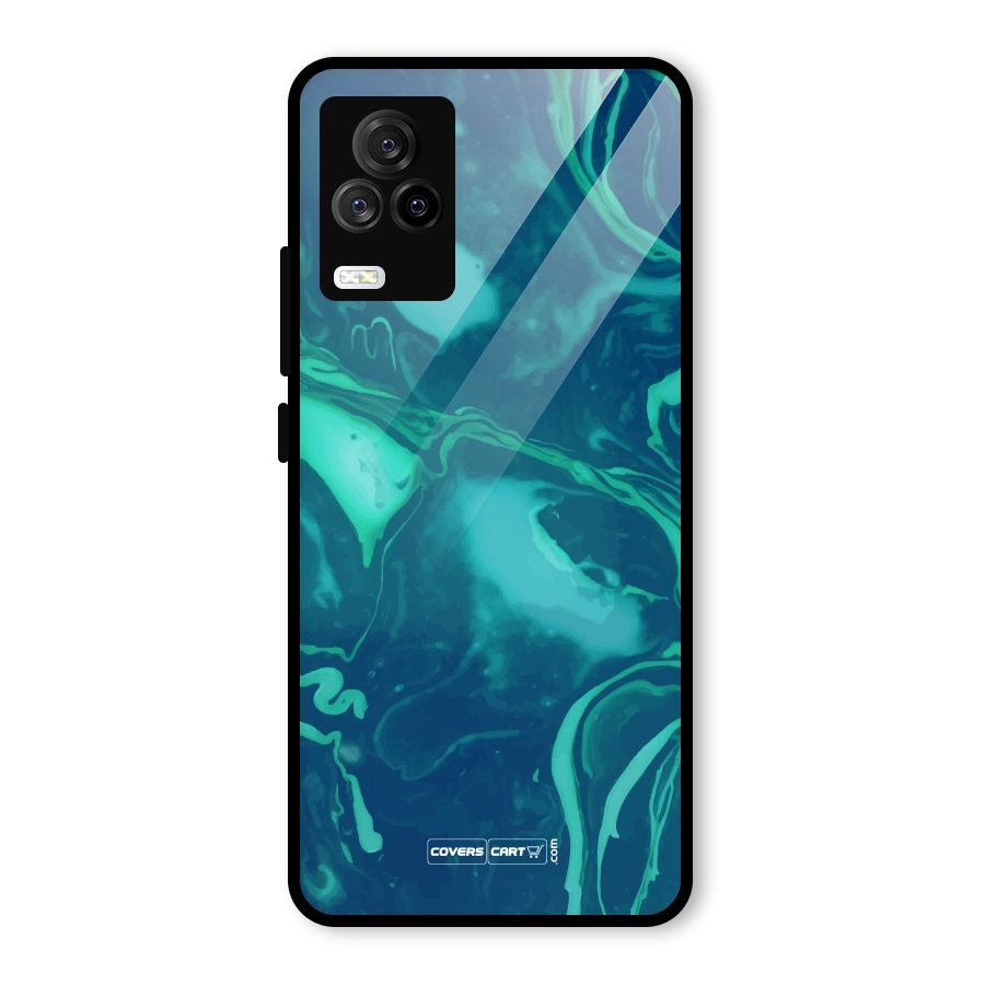 Jazzy Green Marble Texture Glass Back Case for Vivo iQOO 7 Legend 5G
