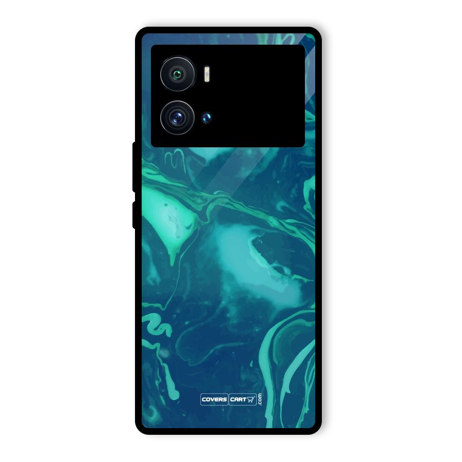 Jazzy Green Marble Texture Glass Back Case for Vivo iQOO 9 Pro