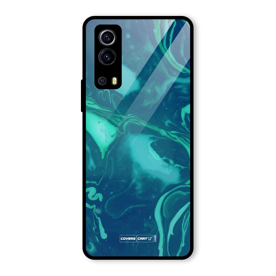 Jazzy Green Marble Texture Glass Back Case for Vivo iQOO Z3