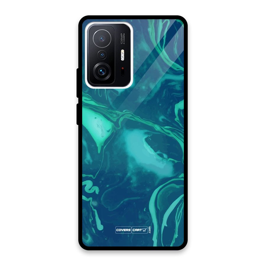 Jazzy Green Marble Texture Glass Back Case for Xiaomi 11T Pro