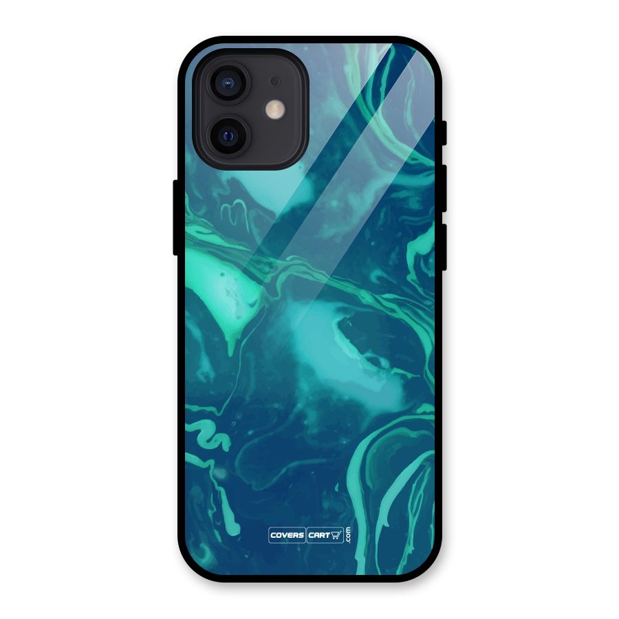 Jazzy Green Marble Texture Glass Back Case for iPhone 12