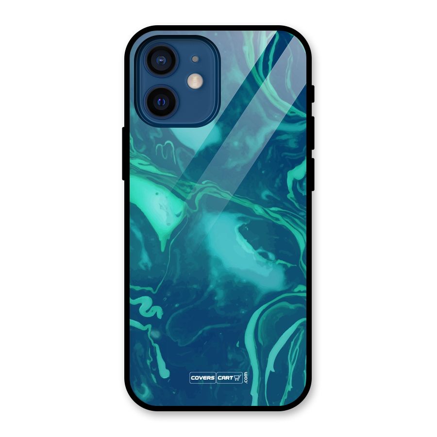Jazzy Green Marble Texture Glass Back Case for iPhone 12 Mini