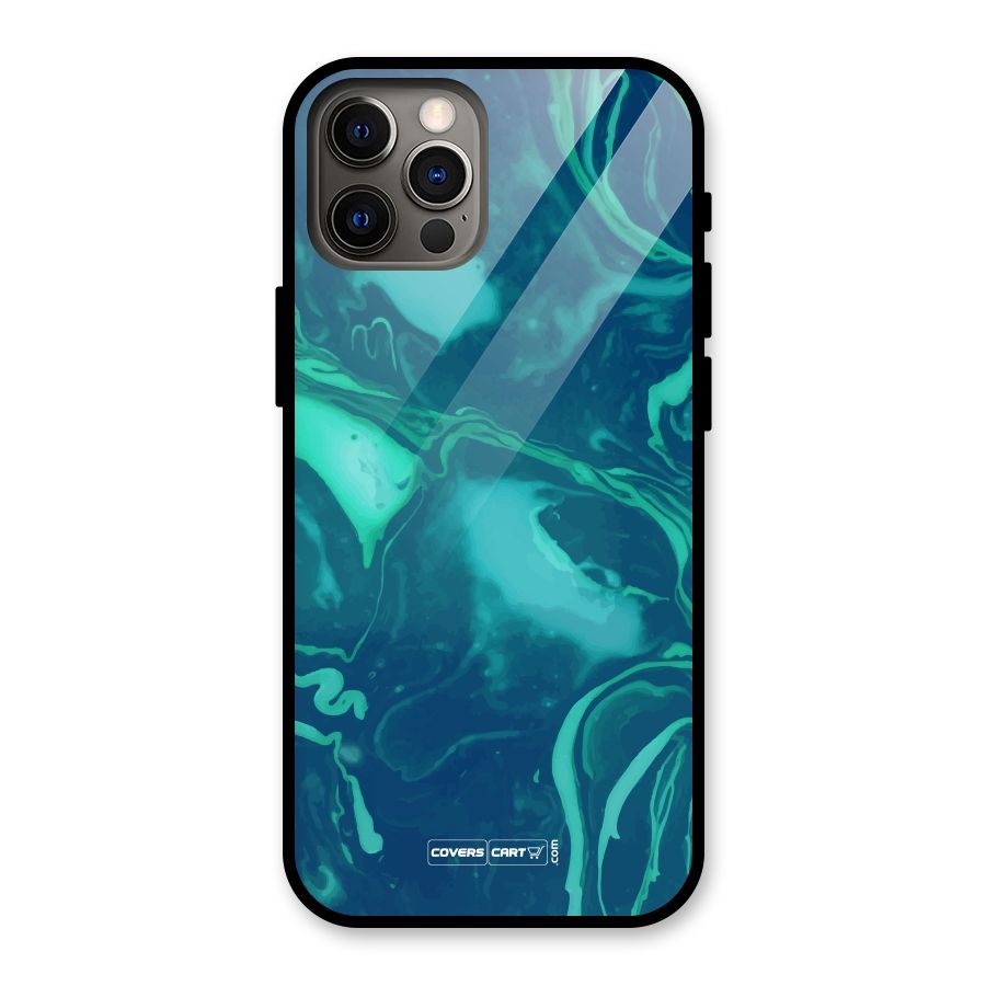 Jazzy Green Marble Texture Glass Back Case for iPhone 12 Pro