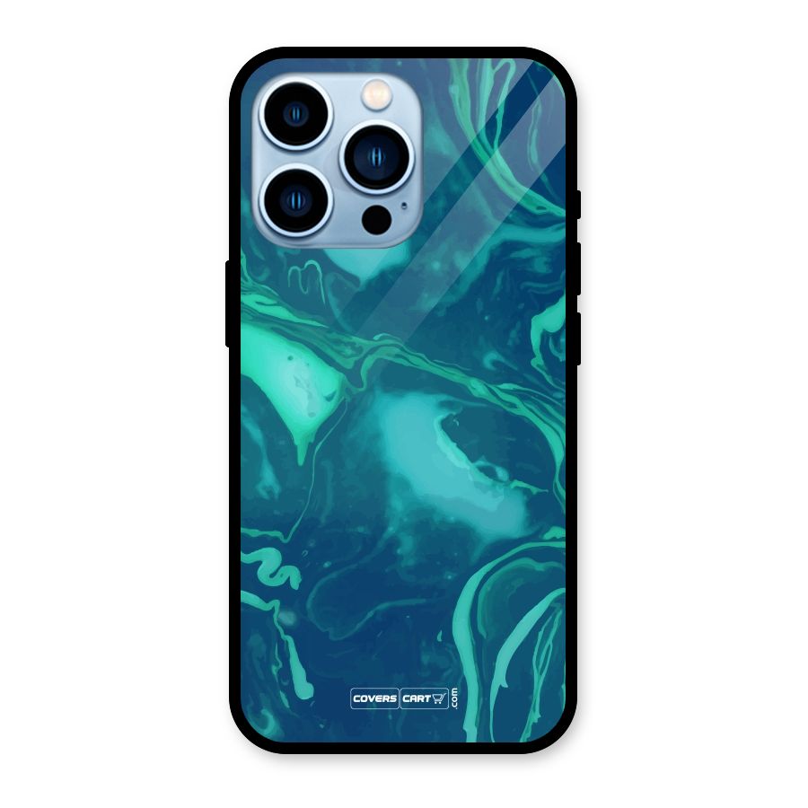 Jazzy Green Marble Texture Glass Back Case for iPhone 13 Pro