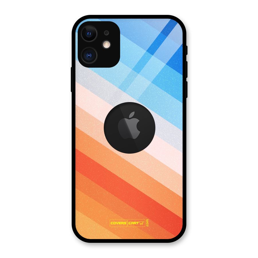 Jazzy Pattern Glass Back Case for iPhone 11 Logo Cut
