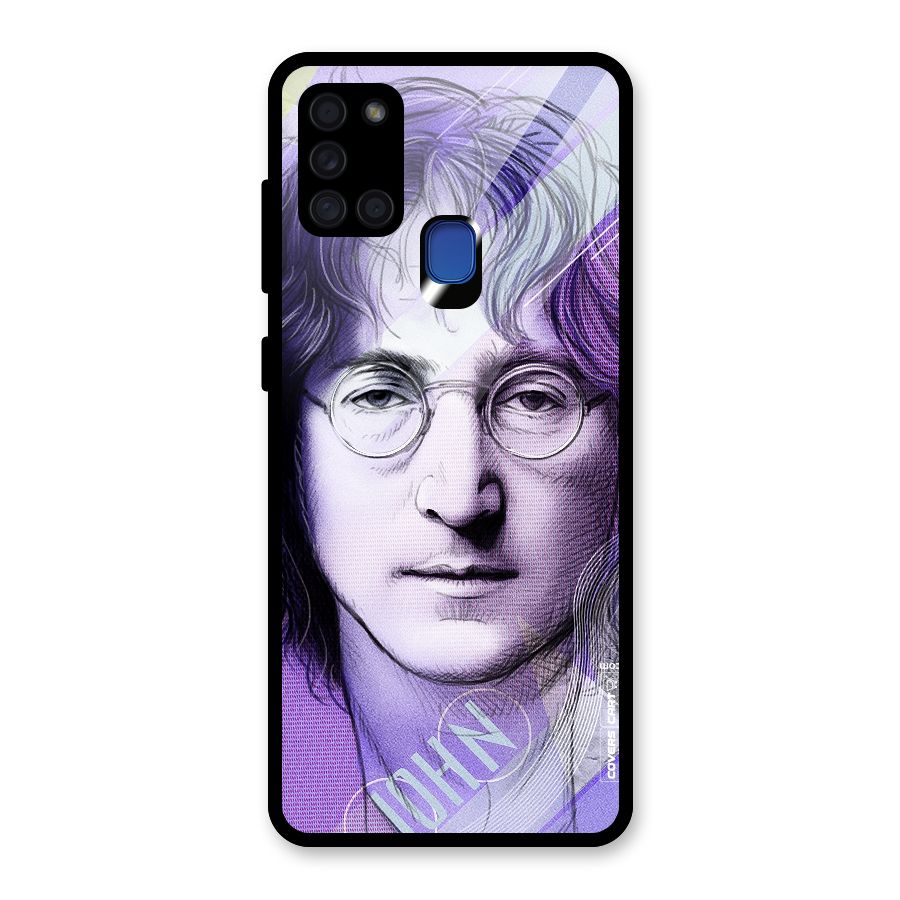 John Lennon Artwork Glass Back Case for Galaxy A21s