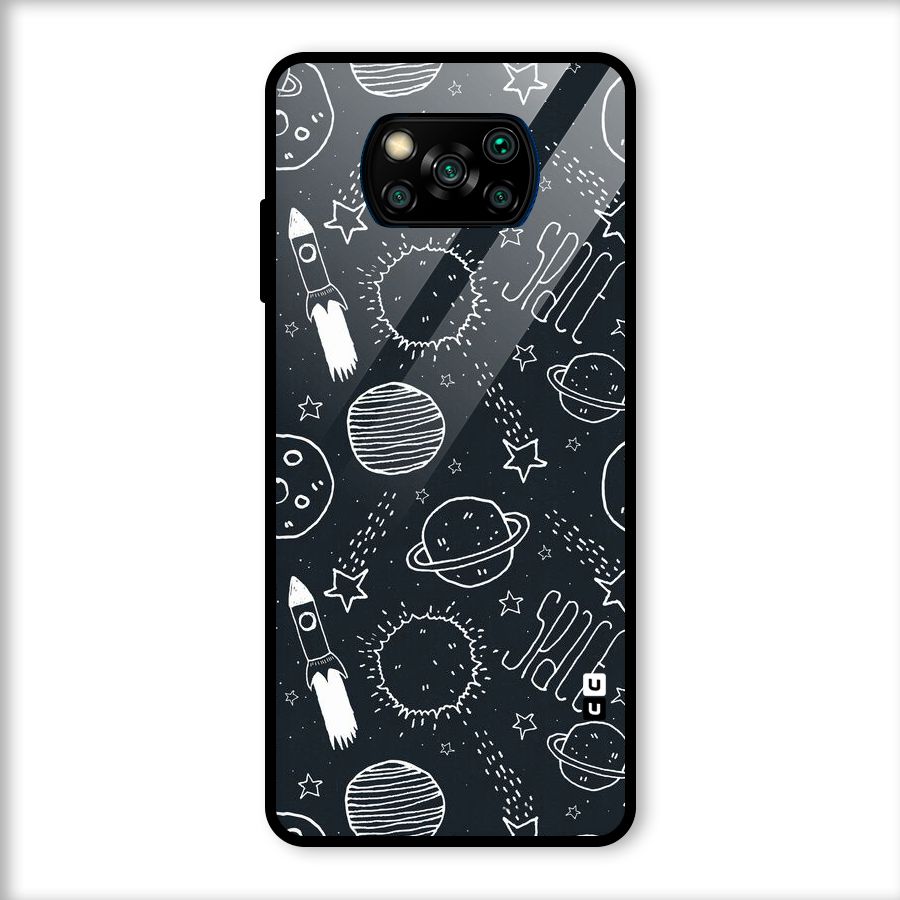 Just Space Things Glass Back Case for Poco X3