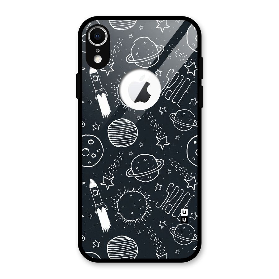 Just Space Things Glass Back Case for iPhone XR Logo Cut